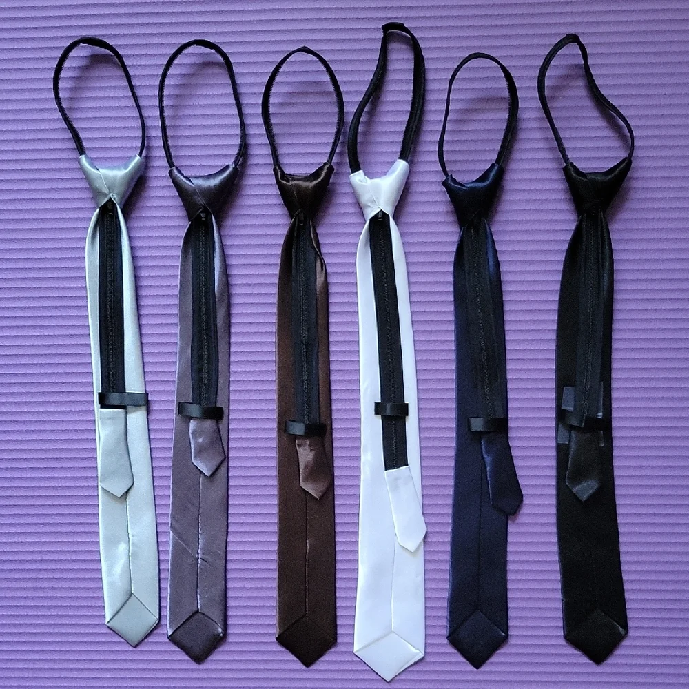 Lot of 6 Kids Satin-like neckties bundle - Easy On and Off
